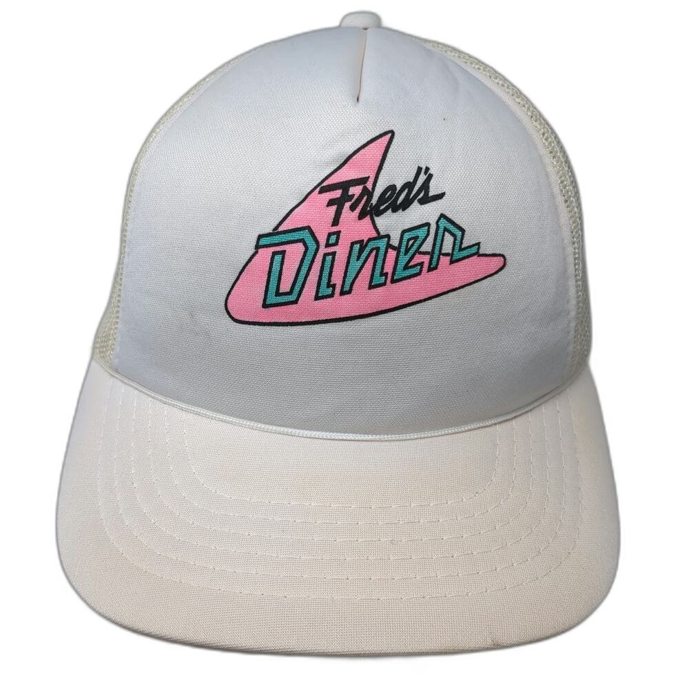 THAT HAT Fred's Diner Trucker Hat White OS Snapback Mesh Foam Front Graphic